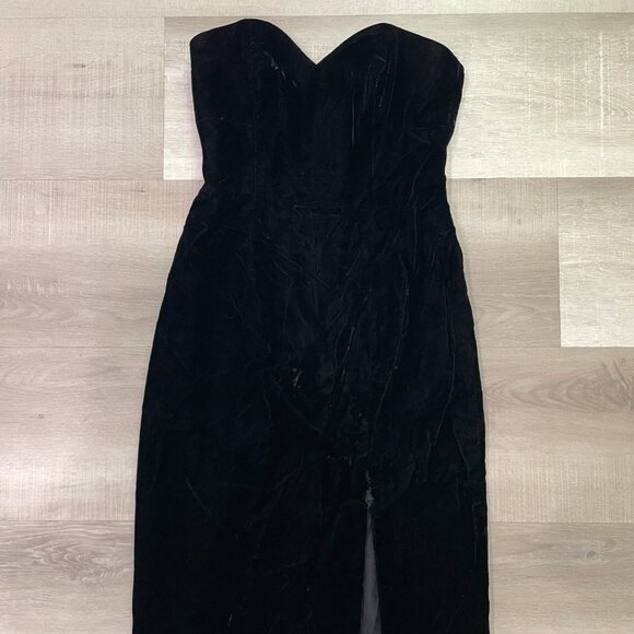 Vintage Velvet Strapless High Slit Dress - Picture 2 of 9